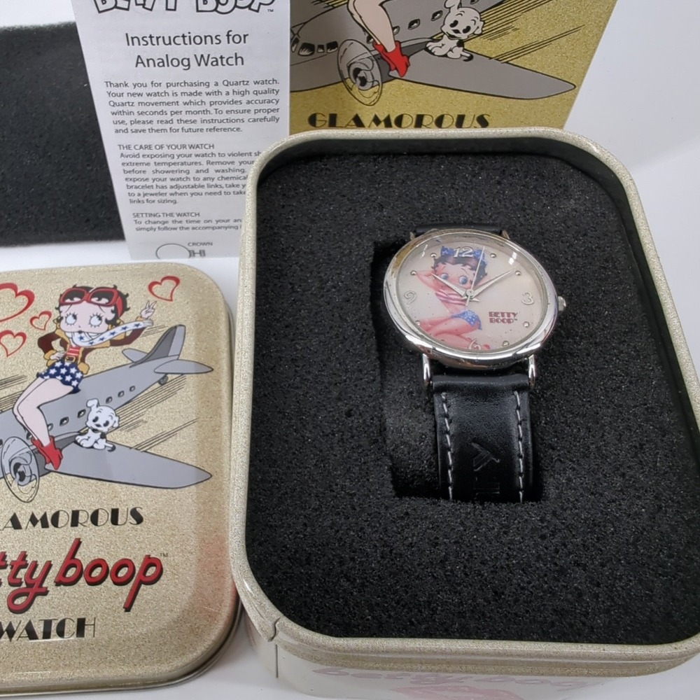 Glamorous Betty Boop Watch Patriotic New In Box Watch Vintage Very Rare!